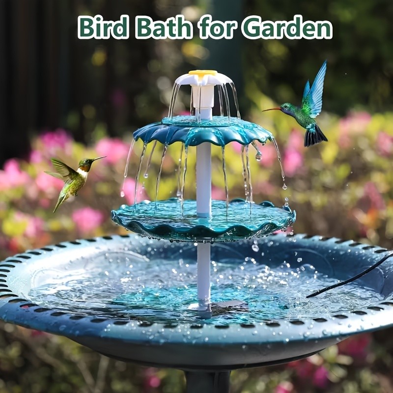 IPX8, Three-tiered Solar-powered Bird Bath Fountain