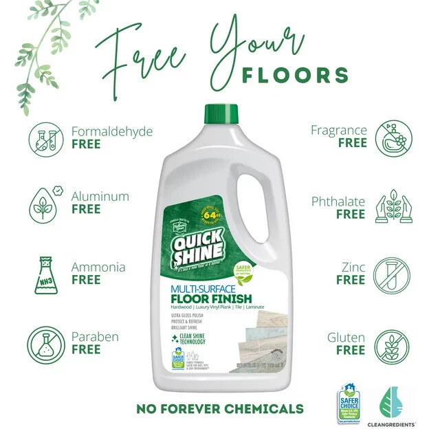 Quick Shine Multi-Surface Floor Finish, 64 fl oz Unscented Household Floor Clear gallery