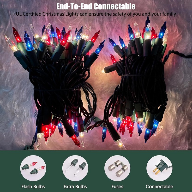 HISHINY Red White Blue Mini String Lights 21ft 100 Count Free Ship gallery