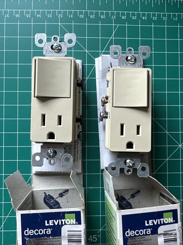 NOS 2-pack Leviton Ivory Single Pole Switch & Outlet 5625 gallery