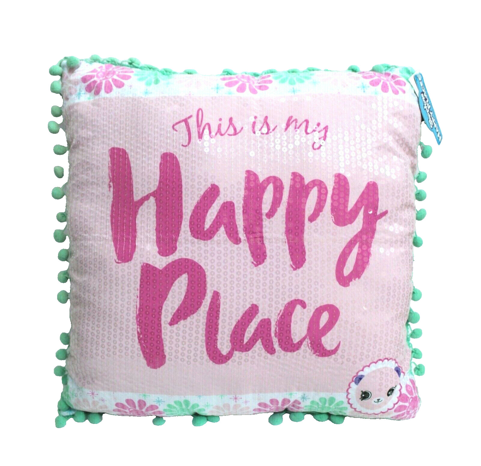 Shopkins Happy Places Sequins Pompom Trim Throw Toss Pillow Pink NEW gallery