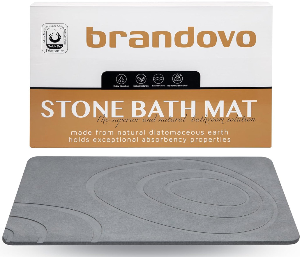 2 x Luxury Absorbent & Fast Drying Stone Bath Mat (Dark Gray) -Buy More & Save! gallery