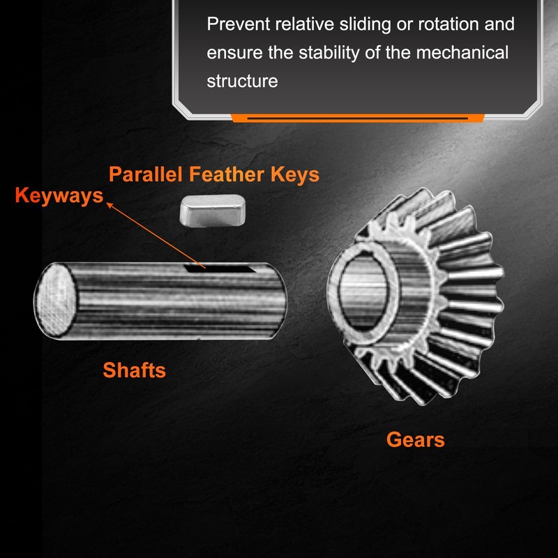 5Pcs Round Ended Feather Key 4x4x20mm Carbon Steel Parallel Drive Shaft Keys gallery