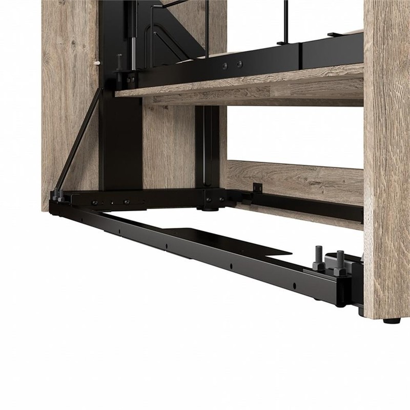 Pemberly Row Queen Murphy Bed & Shelving Unit withDrawers (101W) in Rustic Brown gallery