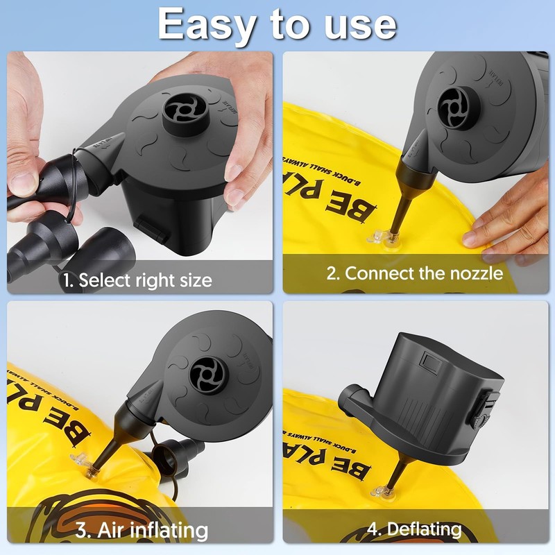 Battery Powered Blower for Inflatables, Quick Fill Electric Air Pump w/ 3 Nozzle gallery