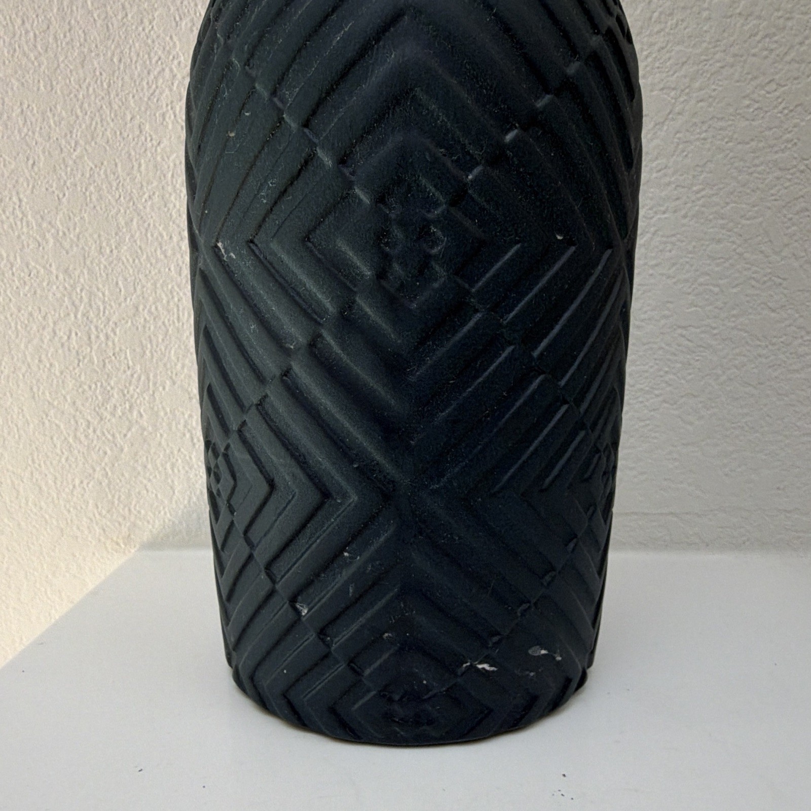 CB2 dark blue/green Matte Geometric Ceramic Table Vase 12 in gallery