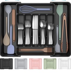 Extra Large Expandable Silverware Organizer –BPA-Free Food-Safe Cutlery Black