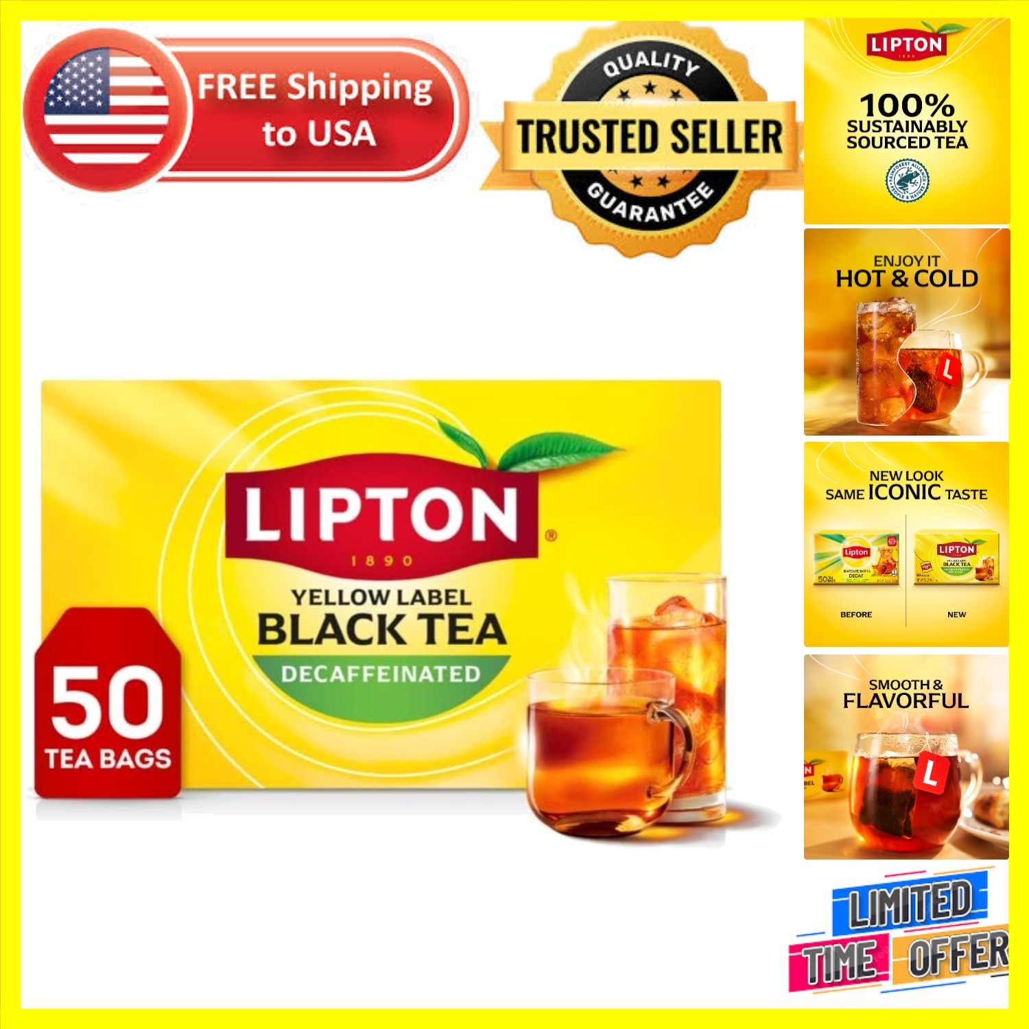 50 Count Foil-Wrapped Decaf Black Tea Bags – Caffeine-Free Bliss in Every Cup gallery
