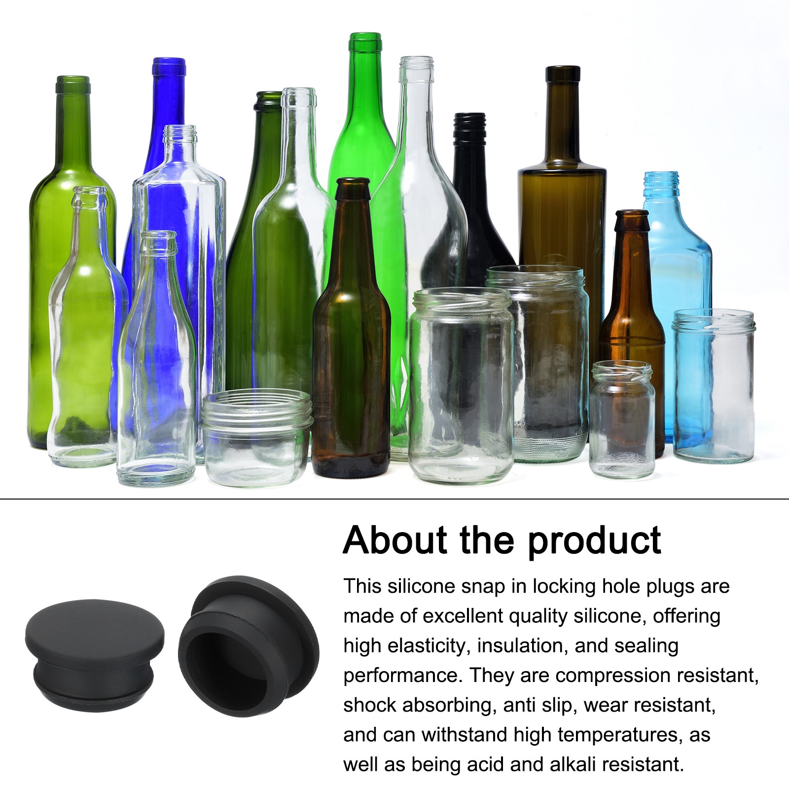 Snap in Locking Hole Plugs Rubber Panel Seal Cover 25mm/0.98" Black/10Pcs gallery