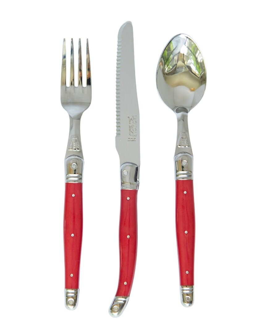 Jean Dubost 18Pc Everyday Flatware Set With Tray Red gallery