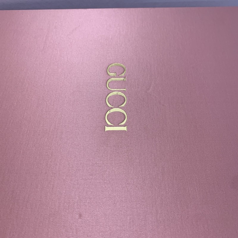 Pink Gucci Display Empty Box With Quilted Green Interior 19x15 Inches Height 7” gallery