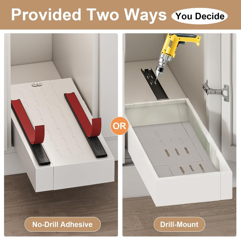 Pull out Cabinet Organizer,Width (7"-11") and Depth (17"-24") Expandable,No D... gallery