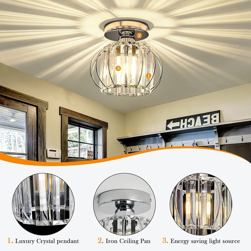 Modern Semi Flush Mount Crystal Chandelier - Elegant Ceiling Lamp for All Rooms gallery