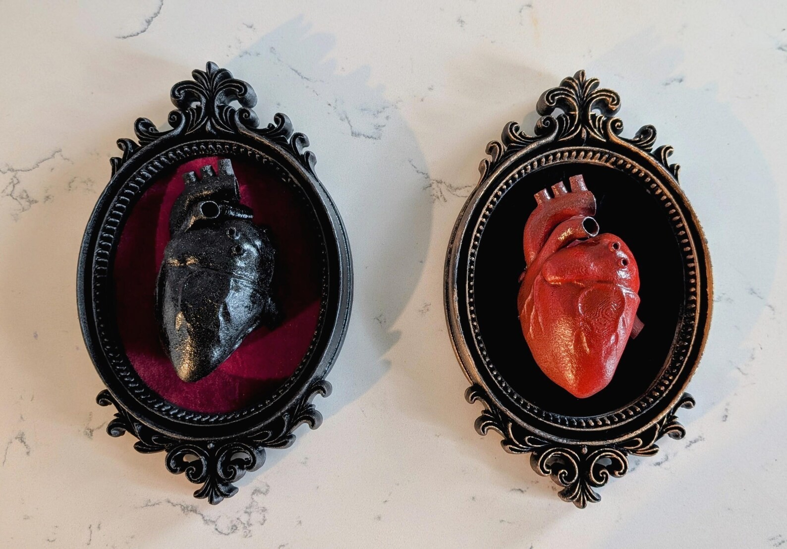 Gothic Anatomical Heart Wall Art - Red or Black Heart in Ornate Frame gallery