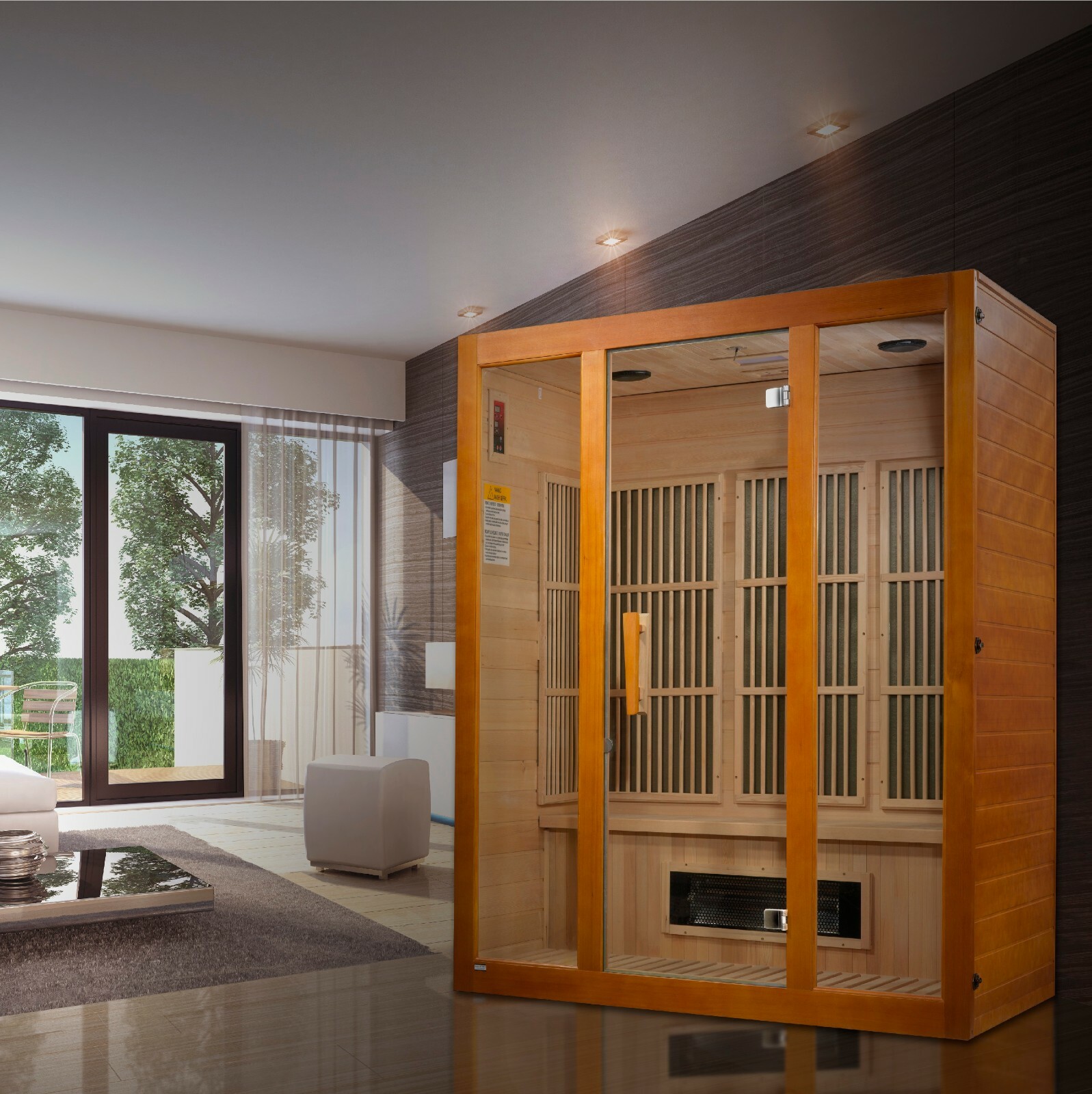 Maxxus "Alpine" Dual Tech 3 person Low EMF FAR Infrared Sauna Canadian Hemlock gallery