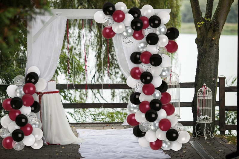 Maroon Black Balloon Garland Kit Silver White Red Balloons Arch gallery