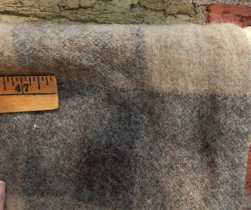 Alpaca Wool Blend Throw Blanket Fringe 54”x60” Cream Tan Green Check PERU gallery
