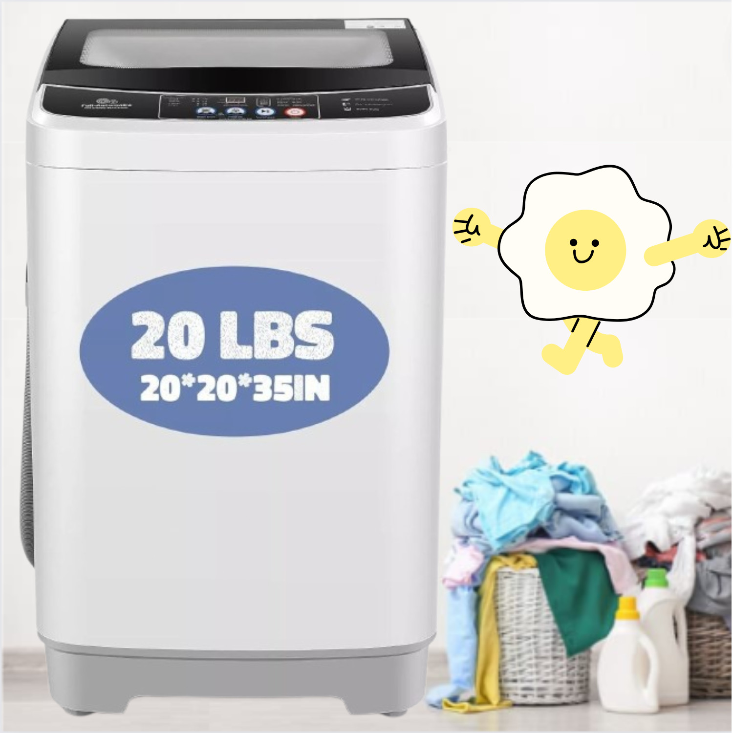 Washing Machine 20Lbs Fully Automatic Portable Washer w/ Drain Pump +LED Display gallery