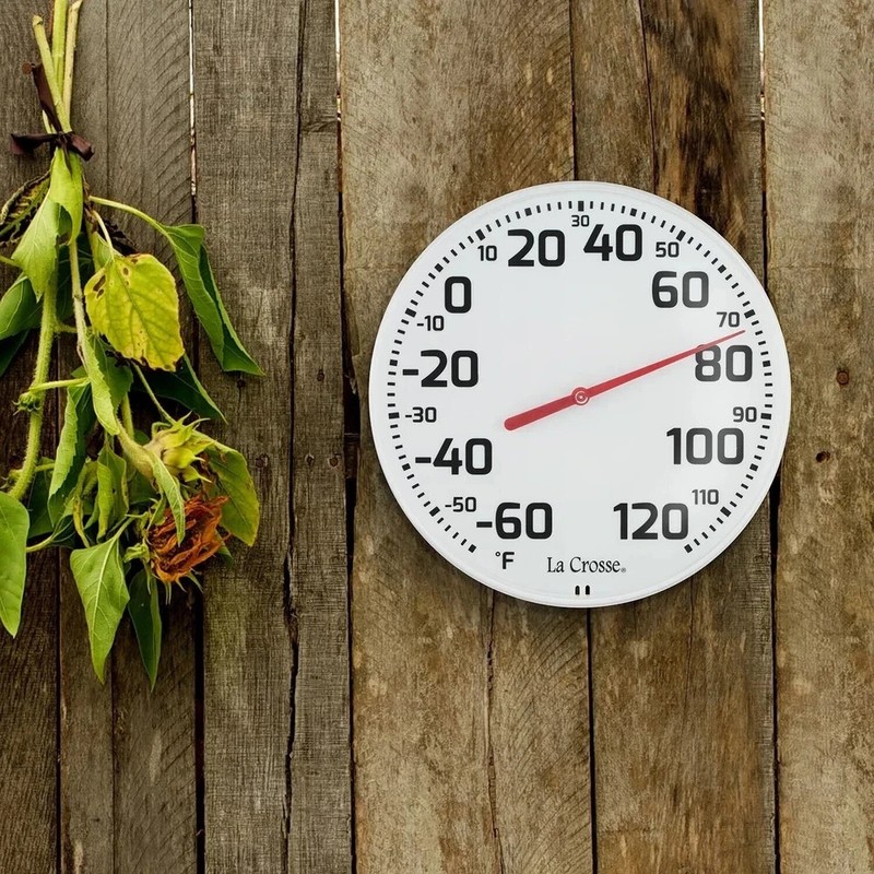 Large Outdoor Indoor Thermometer Easy Read Analog Display Weather Resistant gallery