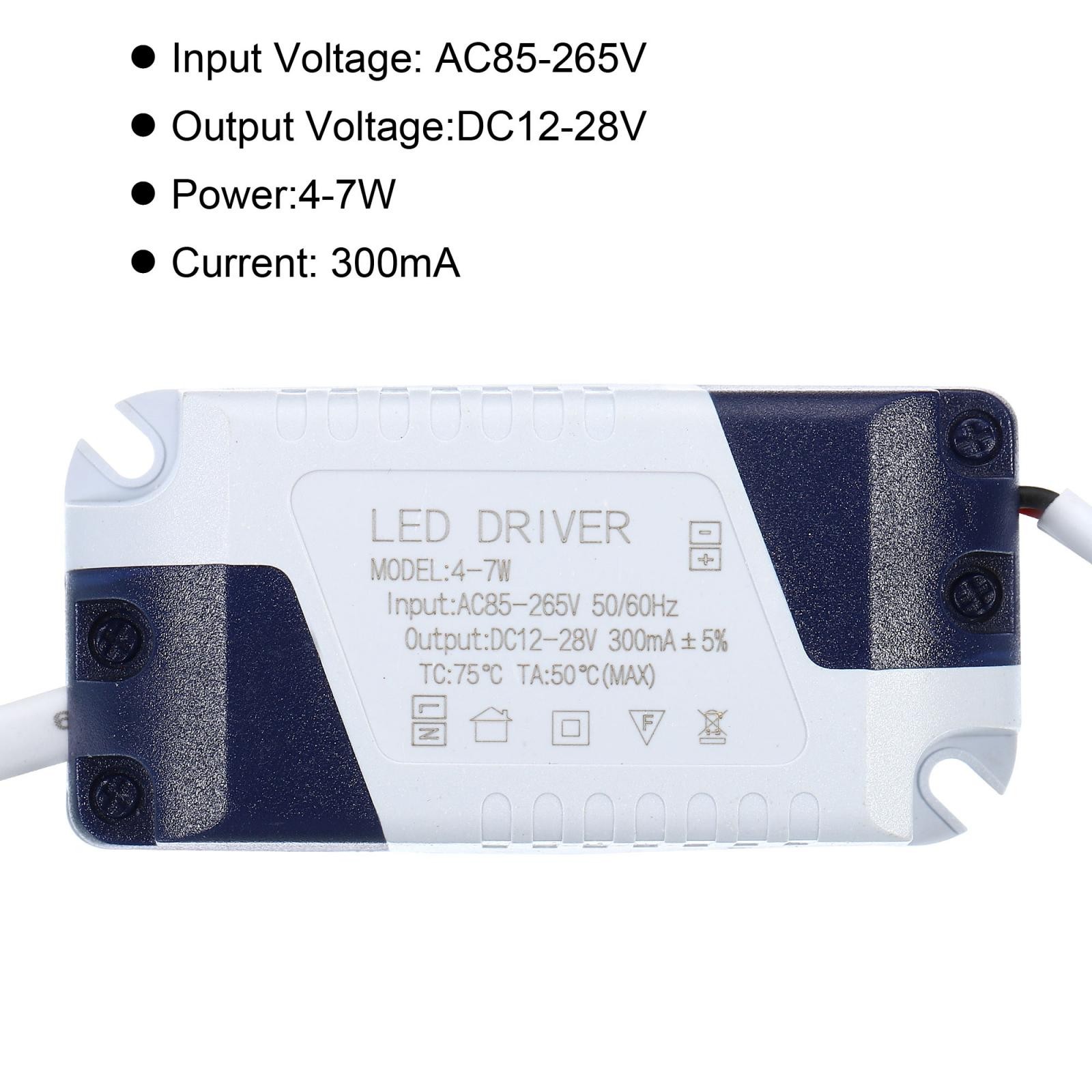 4-7W 300mA LED Driver AC 85-265V Output 12-28V DC Male Connector Transformer gallery