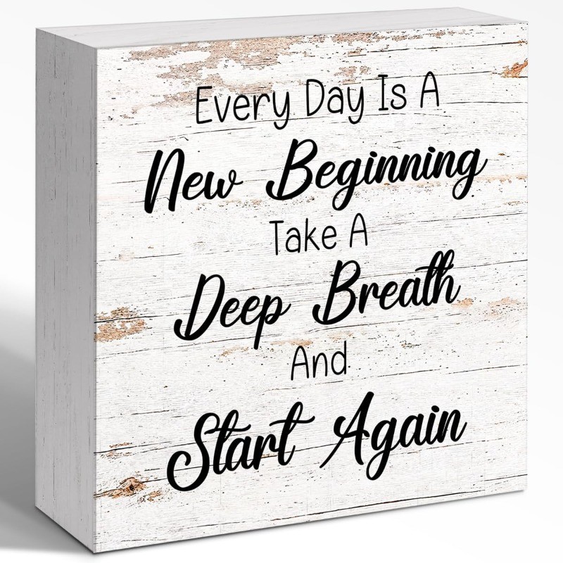 Every Day Is A New Beginning Inspirational Wooden Block Sign Desk Decor Plaque gallery