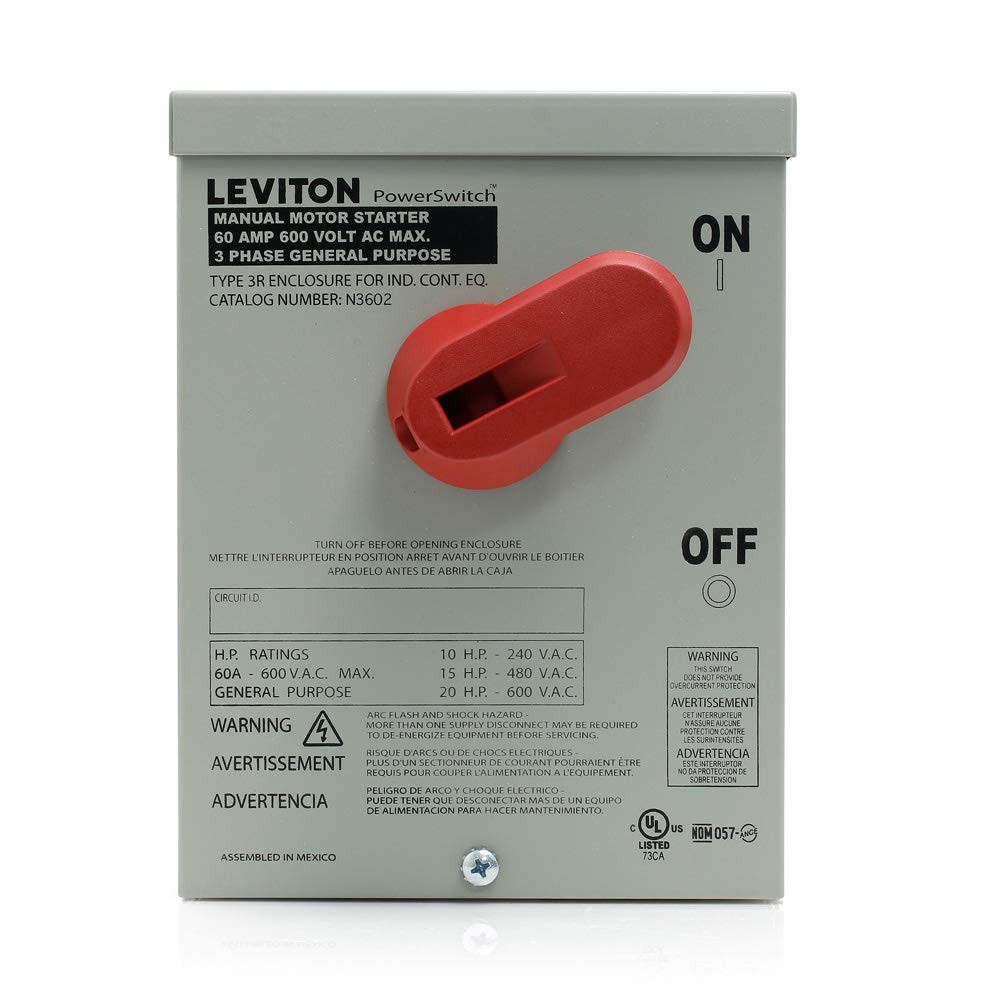 Leviton 60 Amp, 600 Volt, Toggle In Type 3R Enclosure, Double-Pole, AC Motor ... gallery