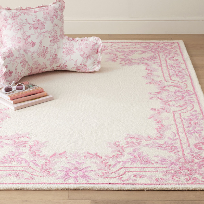 Potterybarn LoveShackFancy Ornate Border Rug Pink 3'x5' gallery