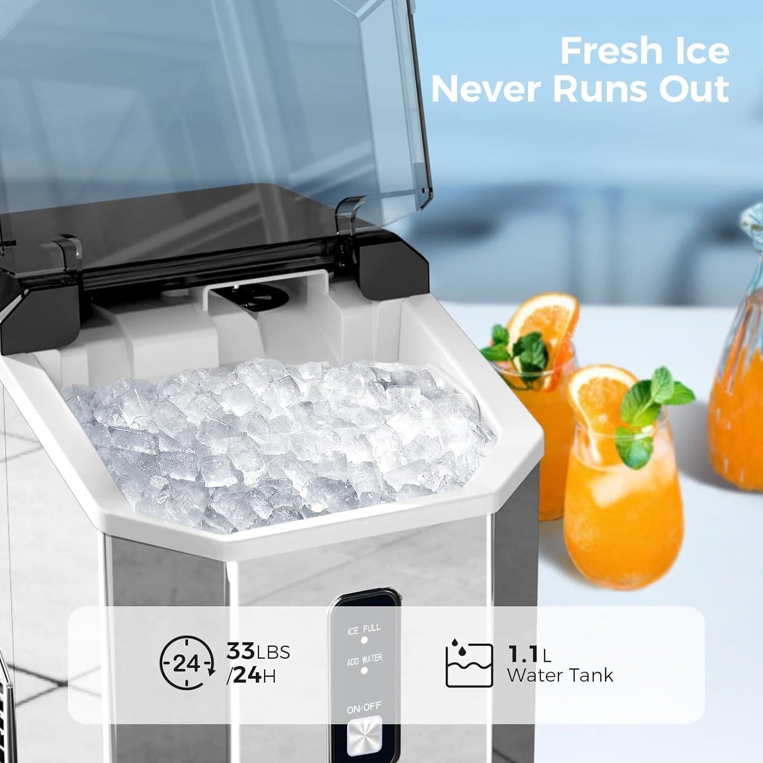 Nugget/Crushed Ice Maker Countertop, Portable with Handle, 35lbs/24 hrs. NIB gallery
