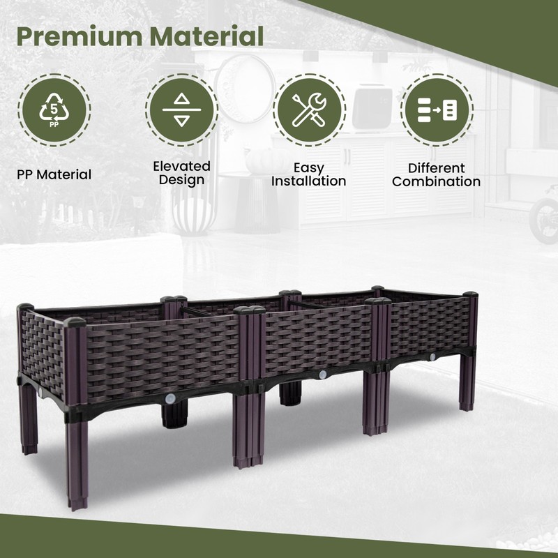 3-Pack Raised Garden Bed Kit: Rectangle Planter Box for Flowers & Vegetables gallery
