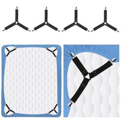 4 Bed Sheet Holder Straps-Adjustable Fitted Sheet Clips, Mattress Corner Gripper