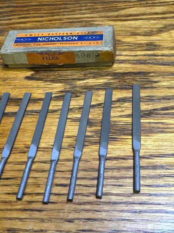 NOS Nicholson Bench Filing Machine Files 3 1/4” L 1/8” Shank Lot of 8 USA Made gallery