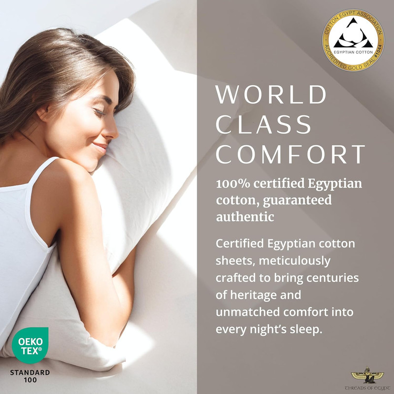 100% Egyptian Cotton Sheets Split King Size | 1200 Thread Count | CEA Gold Seal gallery
