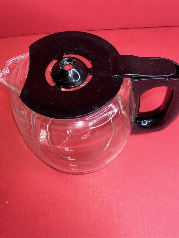 Mr. Coffee 12 Cup Glass Replacement Carafe Pot 6" w/ Black Plastic Lid gallery
