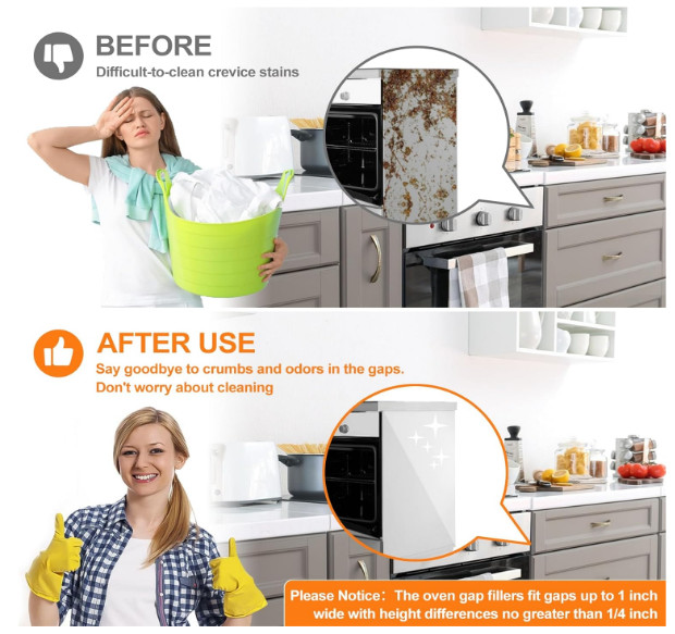 2-Pack Silicone Stove Gap Covers — Heat-Resistant Counter Gap Filler 21/25 in gallery