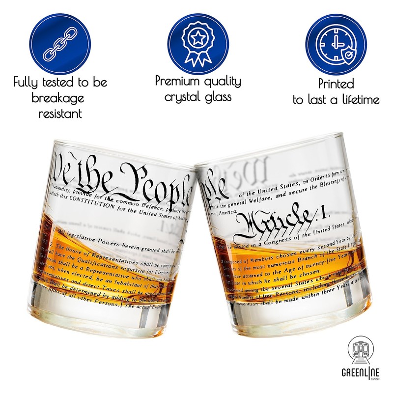 Greenline Goods Whiskey Glasses – United States 10 Ounces, US Constitution gallery