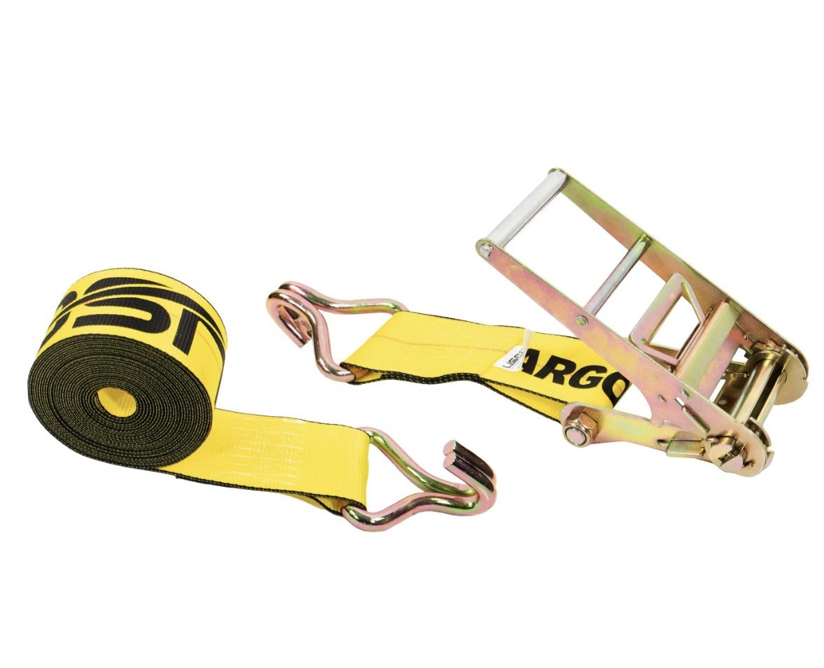 USCC 4”X20' Ratchet Strap With Wire Hooks-Yellow 5400 Lb Work Load gallery