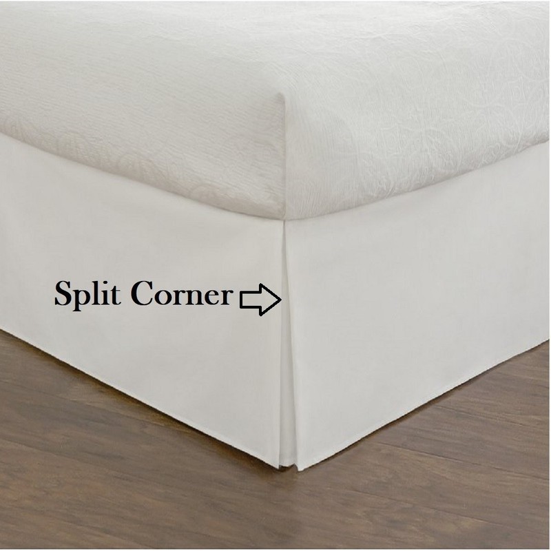 3 Sided Tailored Bed Skirt - Solid White 625 TC Egyptian Cotton - Open Corner gallery