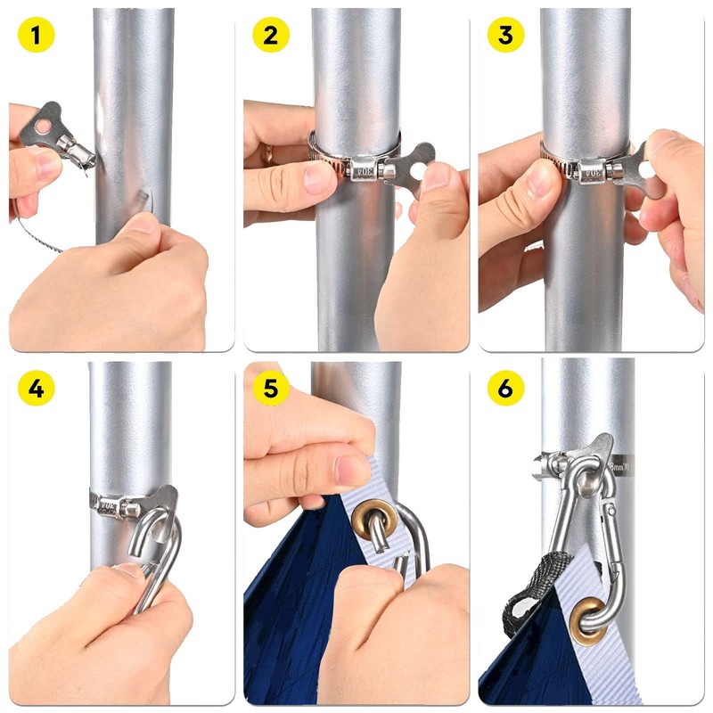 2-piece flagpole ring, stainless steel adjustable ring MAX, silver gallery