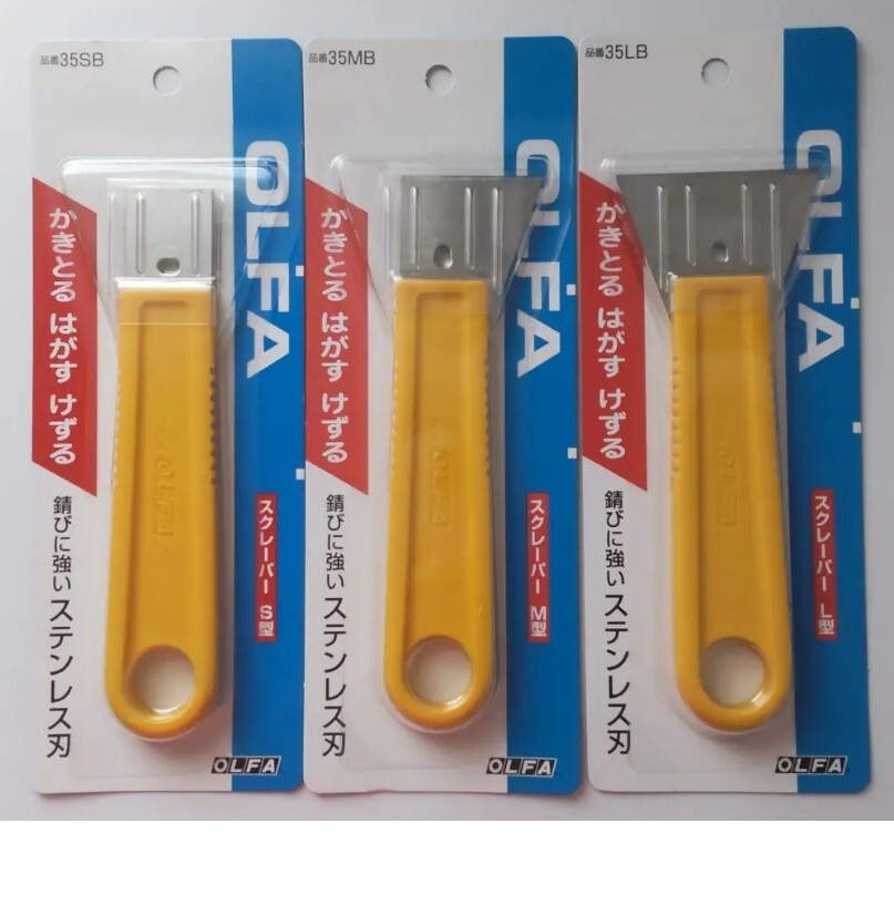 OLFA STAINLESS BLADE SCRAPER 3 PCS SET (35SB, 35MB, 35LB) OLFA-35-SET gallery