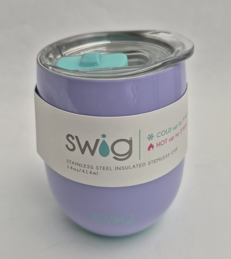 Swig Life Stainless Steel Insulated Stemless Cup Purple Teal Hot Cold 14oz New gallery
