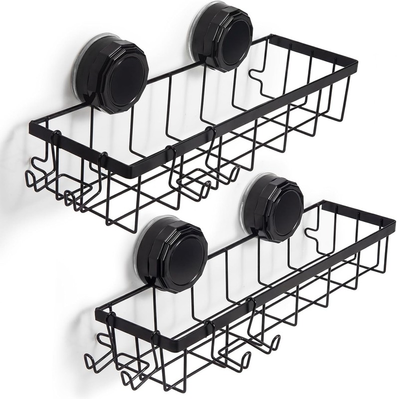 Shower Caddy Suction Cup Adhesive with Hooks, Heavy Duty Shower Shelves gallery