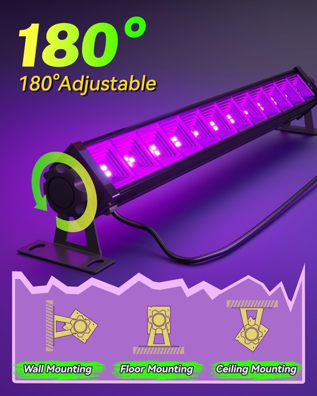 42W LED Black Light Bar, Blacklight with 6FT Cord+Switch+Plug, Glow in The Dark gallery