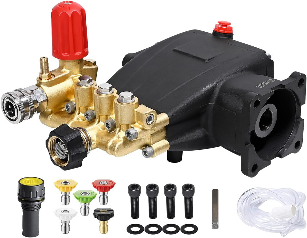 Horizontal Triplex Pressure Washer Pump 3/4" Shaft 2800-3700 PSI 2.5 GPM Replace