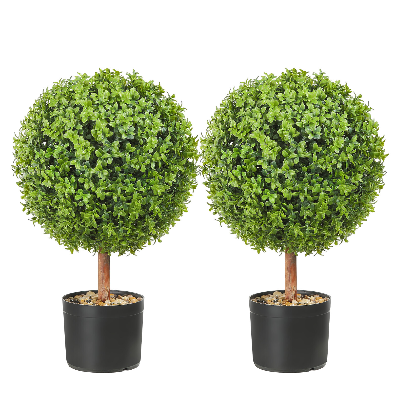 VEVOR 2 Pack 2' Artificial Topiary Tree Faux Plant Home Decor UV Indoor Outdoor gallery
