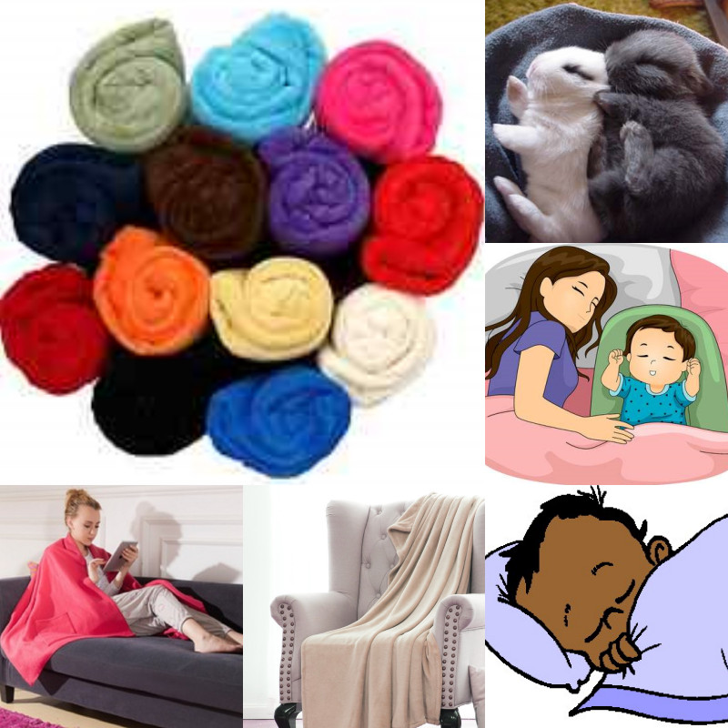 BED SOLID REVERSIBLE FLEECE THROW MULTIPURPOSE SMALL BLANKET SIZE 50" X 60" gallery