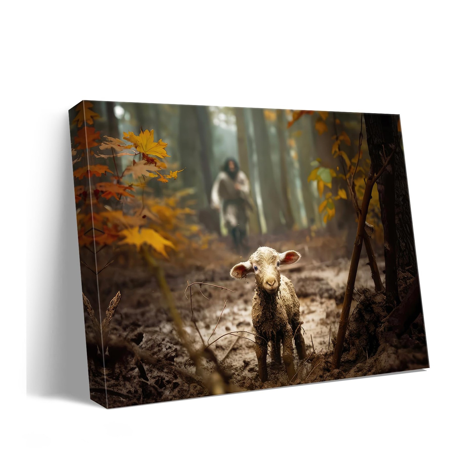 Jesus Running After Lost Lamb Christian Canvas Wall Art Prayer Room Decor gallery