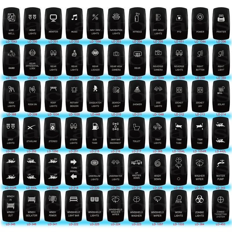 Rocker Switch Cover Replaced Laser Etched Cap ONLY Car Marine Boat Waterproof gallery