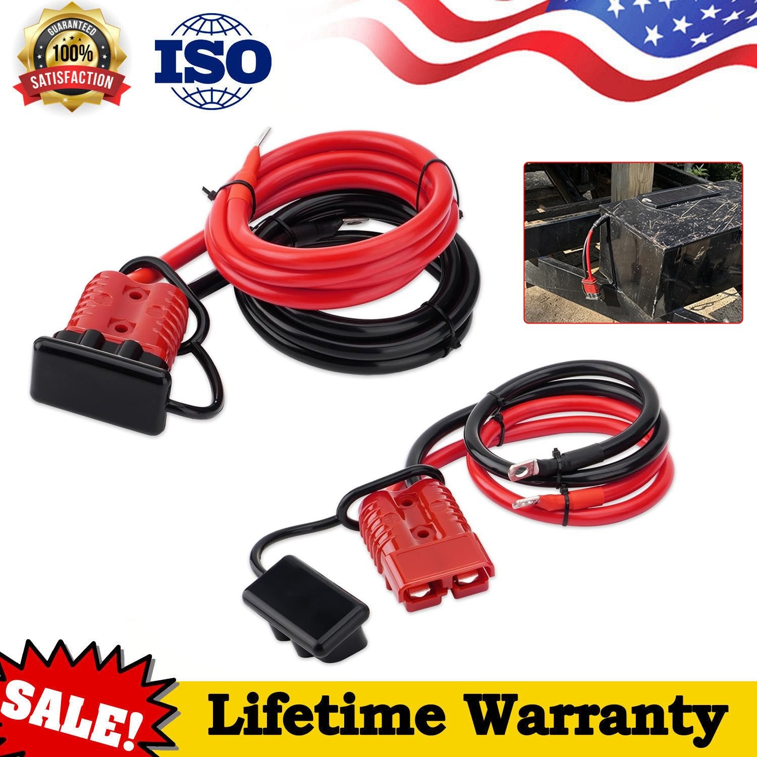 7FT Heavy Duty Quick Disconnect Winch Power Cable 4 Gauge 4 AWG Copper Wiring gallery