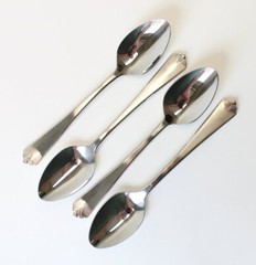 4 Four Wallace Lotus Pattern Stainless Steel Teaspoons Free Shipping!