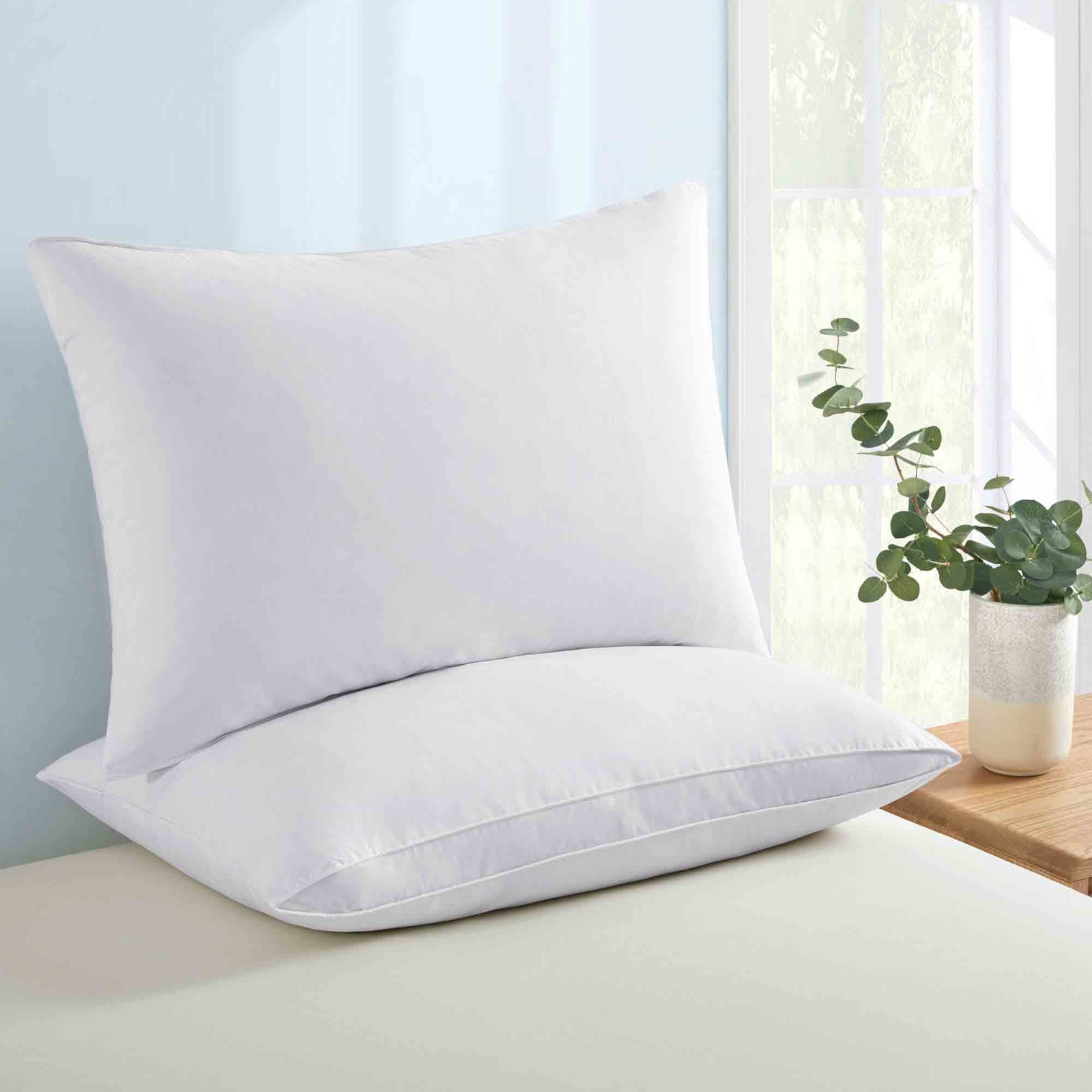 2 Pack Gusseted Goose Feather Down Bed Pillows King Size or Queen Pillows gallery
